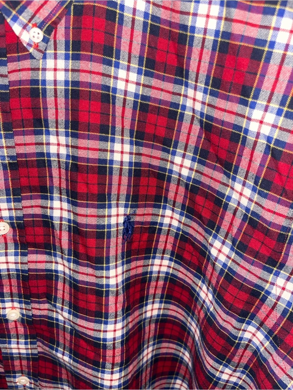 Polo Ralph Lauren Men’s Red White & Blue Plaid XXL Classic Fit B/F Shirt Mint